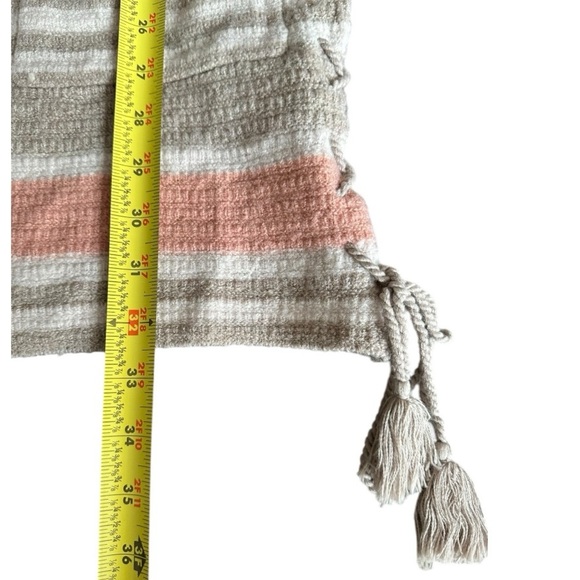 Lucky Brand Striped Open Front Cardigan Sweater Pastel Taupe Pink Wool Linen Med - Picture 12 of 16